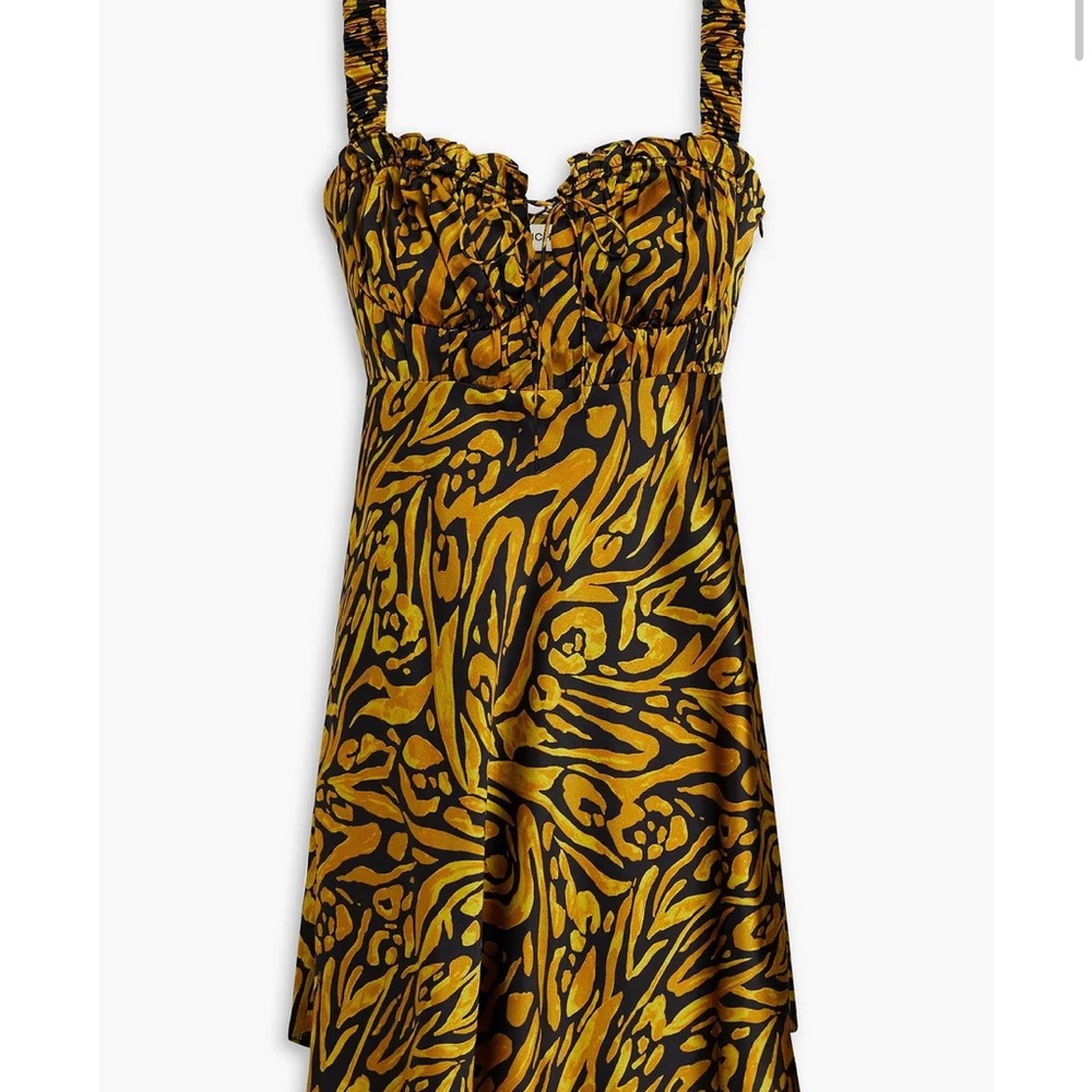 Nicholas Simie gathered printed silk-satin mini dress